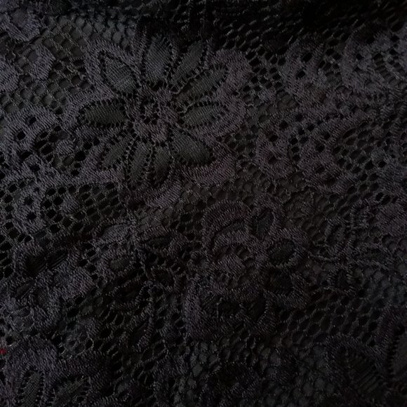 New Coin 1804 Black Lace Raw Hem Career Skirt - Picture 8 of 8